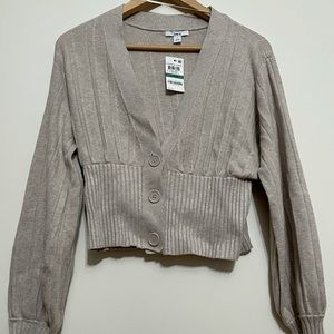 Bar III Cropped Ribbed Cardigan